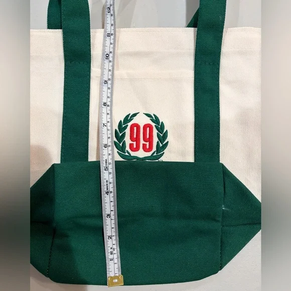 NWT 99 Ranch Market Green Mini Tote Bag Canvas Embroidered Logo Front Pocket - Picture 7 of 8